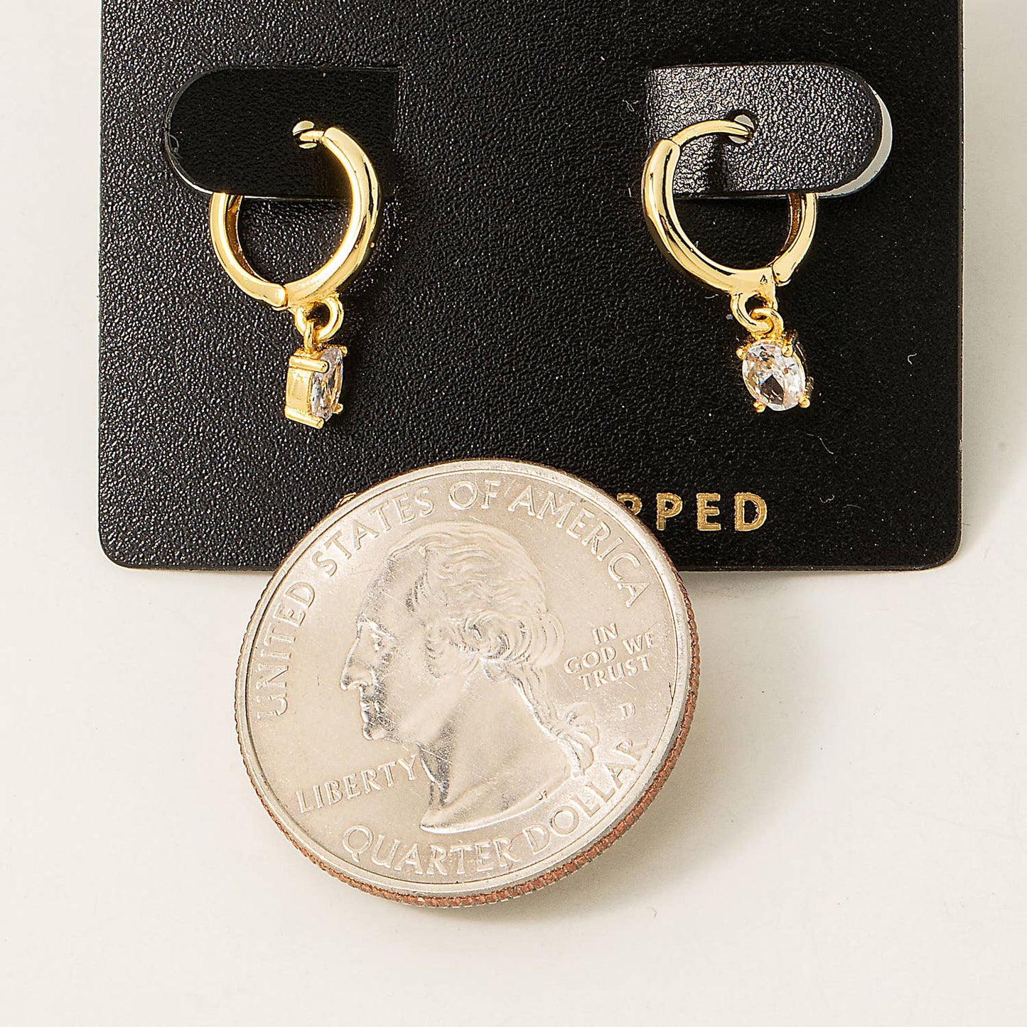 Gold Dipped Mini Rhinestone Huggie Earrings