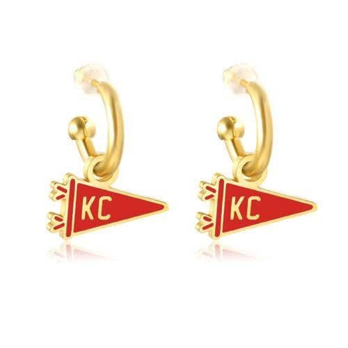 Kansas City Red & Gold Pennant Huggie Hoop