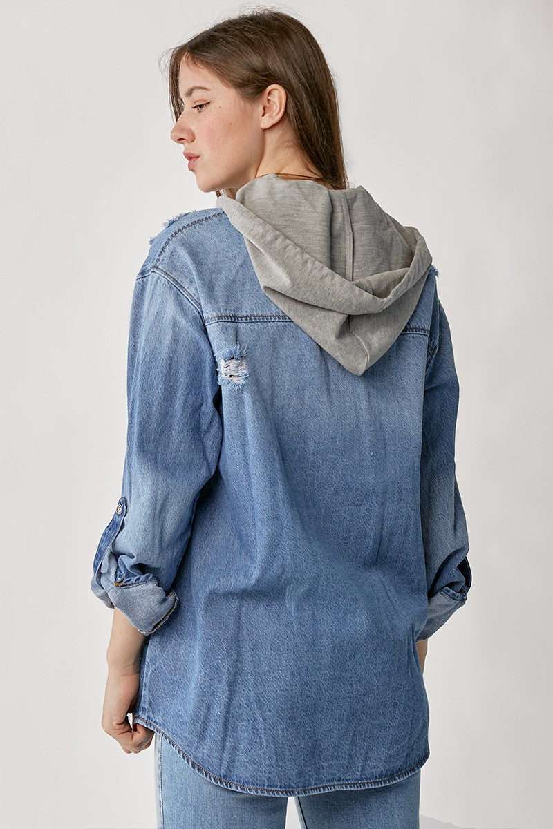 Hooded Denim Shirt