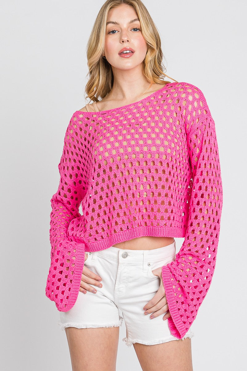 Crochet Long Sleeve Crop Top