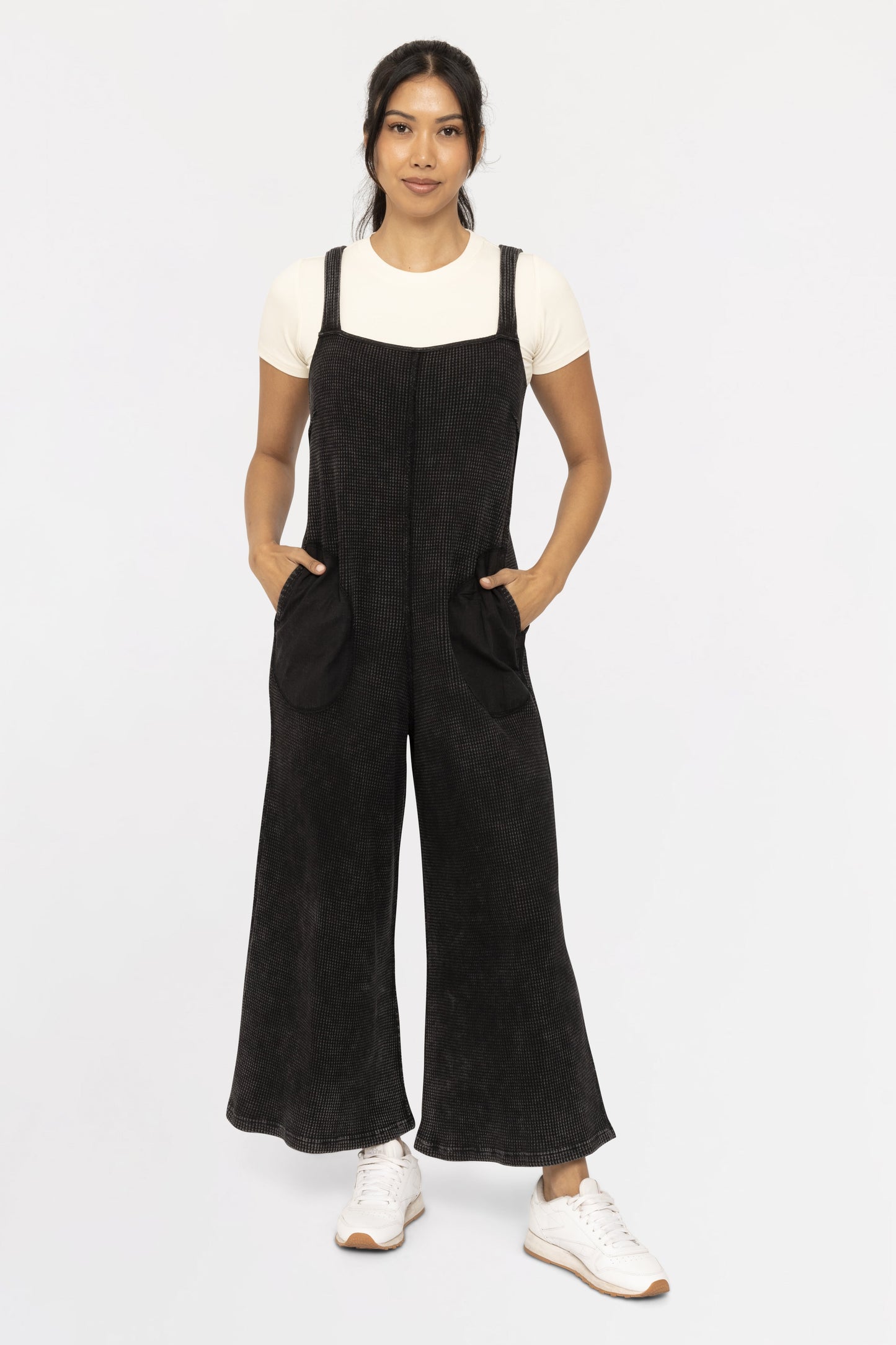 Ribbon Back Waffle Overalls