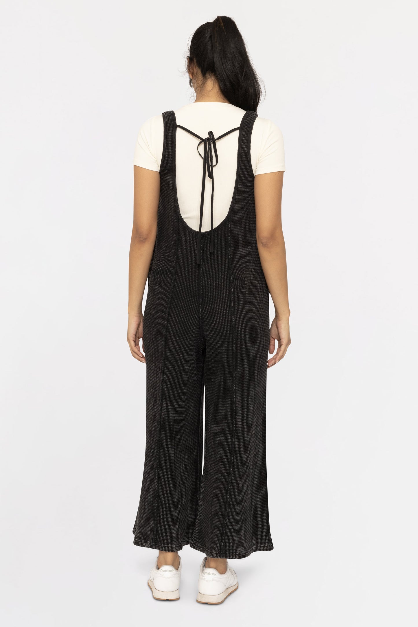 Ribbon Back Waffle Overalls