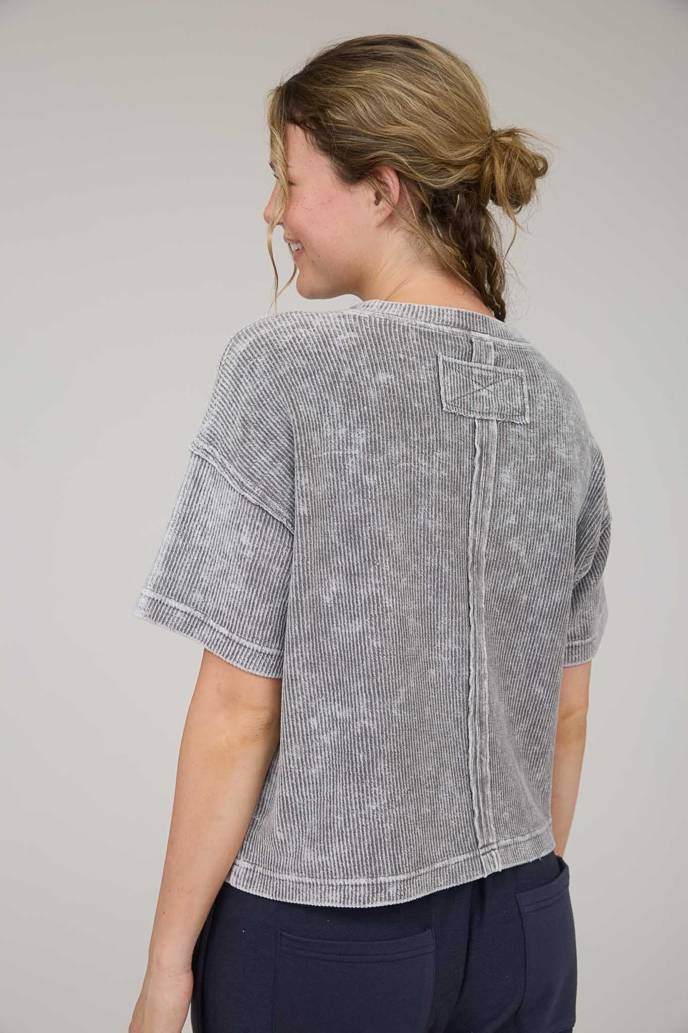 Charcoal Ribbed Crop