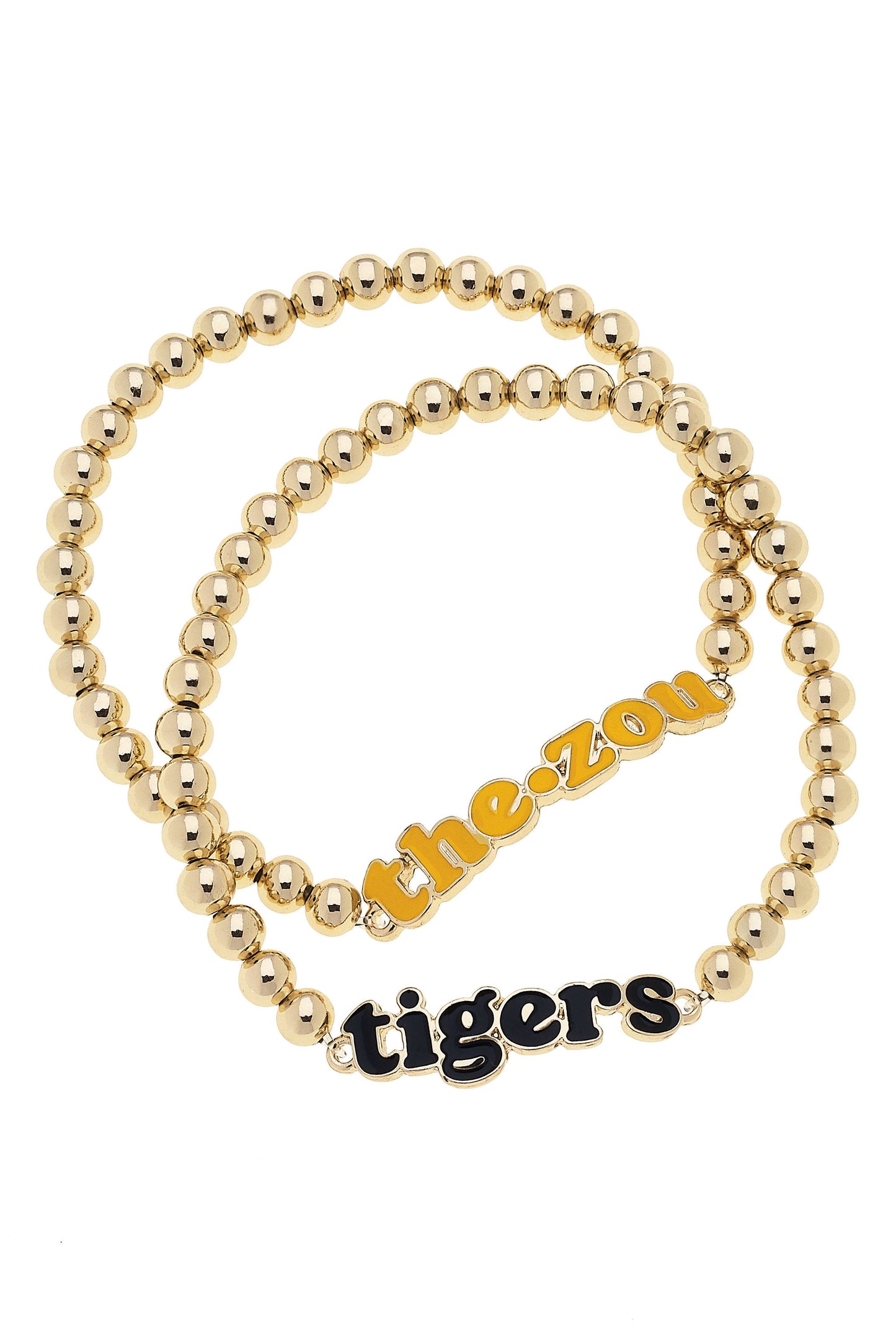 Missouri Tigers Slogan Ball Bead Bracelet Set of 2
