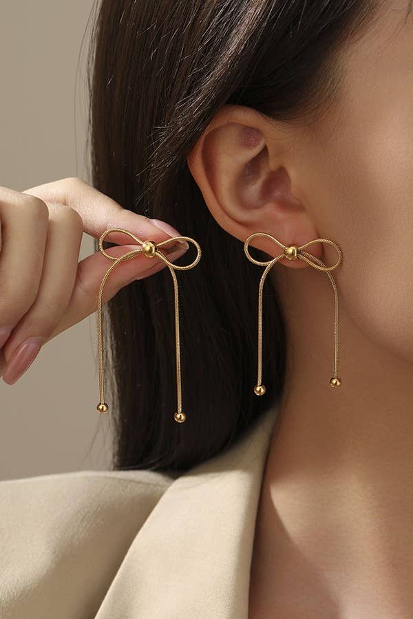 18K STAINLESS STEEL TARNISH FREE BOW EARRINGS