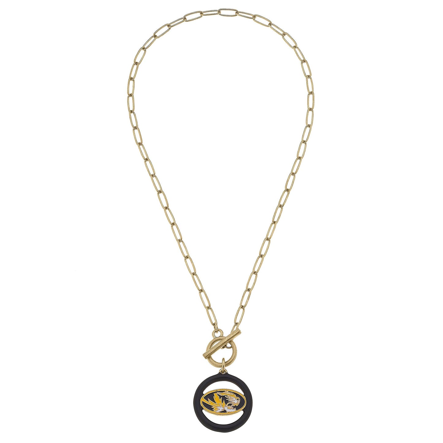 Missouri Tigers Enamel Logo T-Bar Necklace