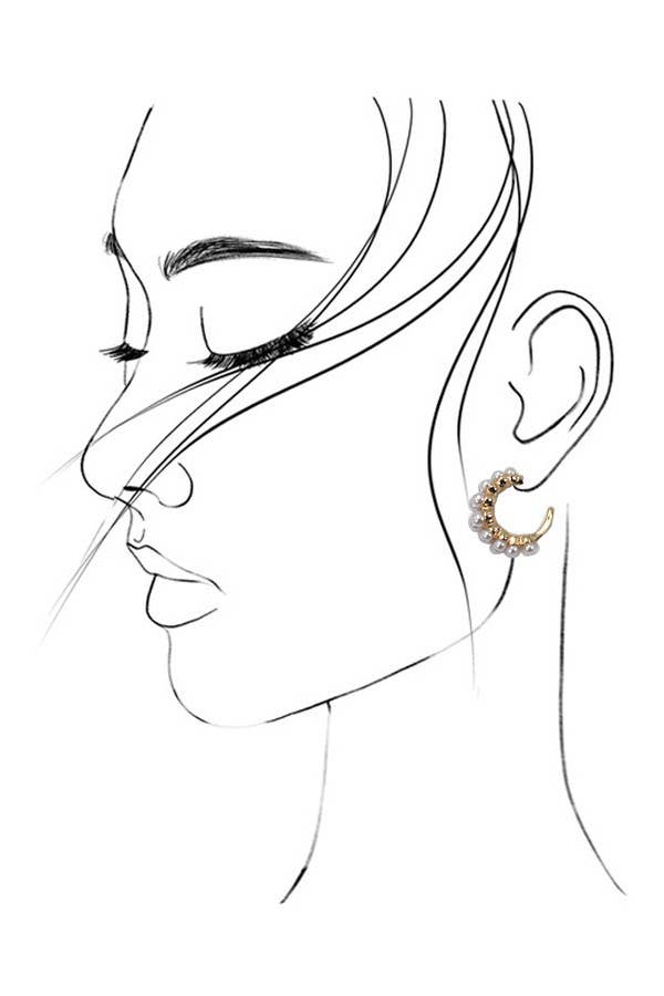 DOUBLE ROW PEARL HOOP EARRINGS
