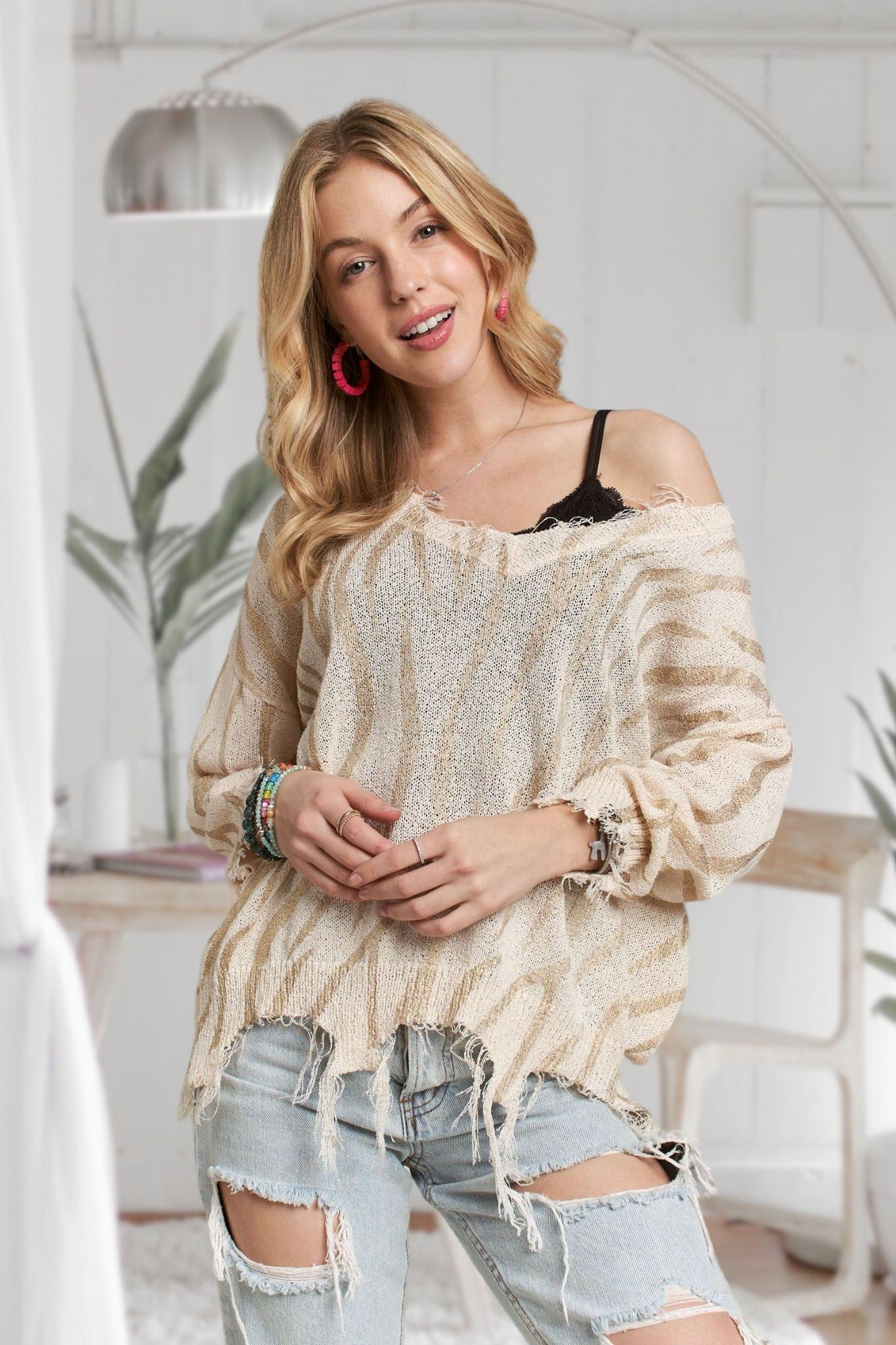 Metallic Stripe Sweater