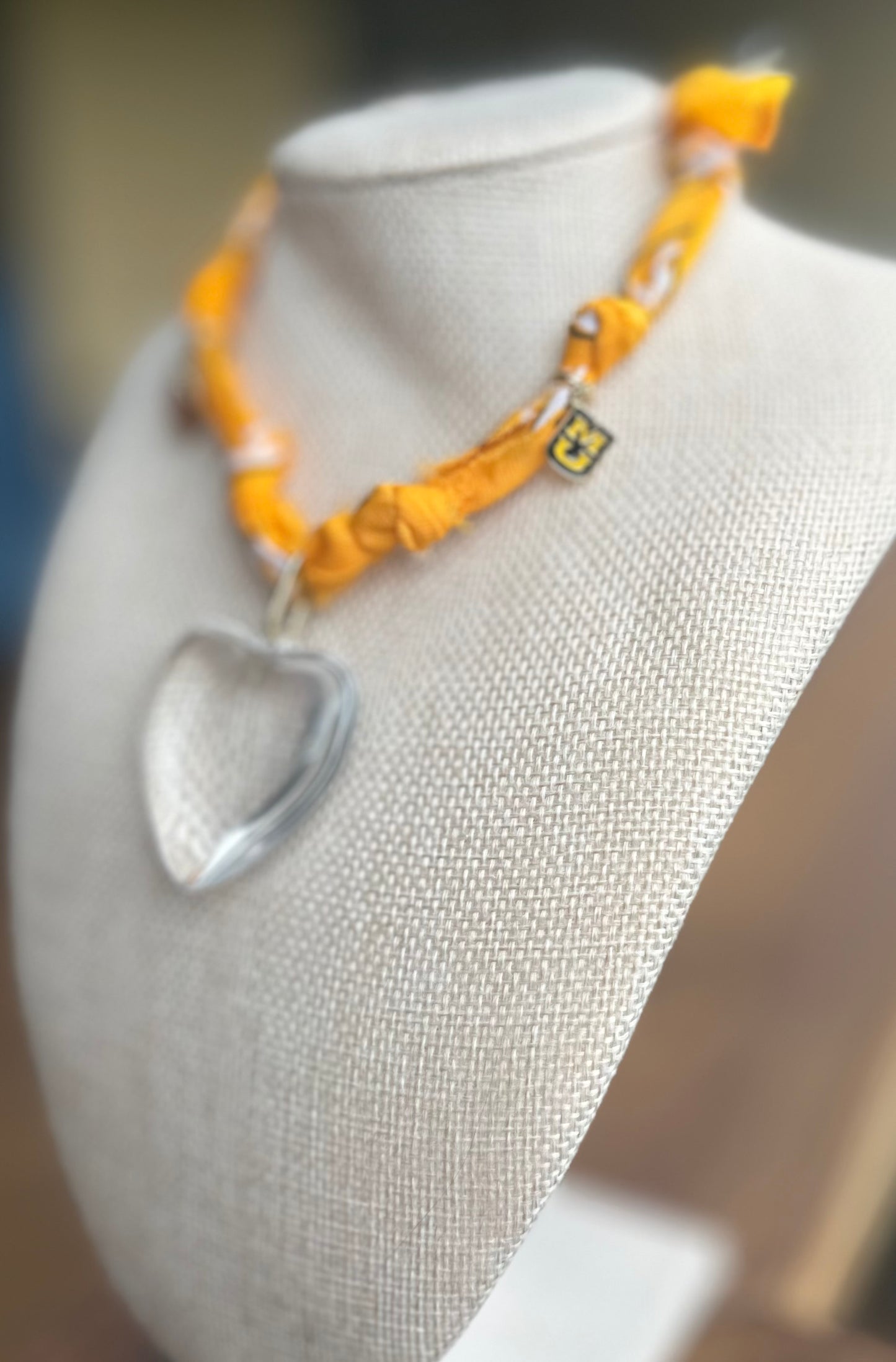 Nickel and Suede Bandana Necklace with Charms