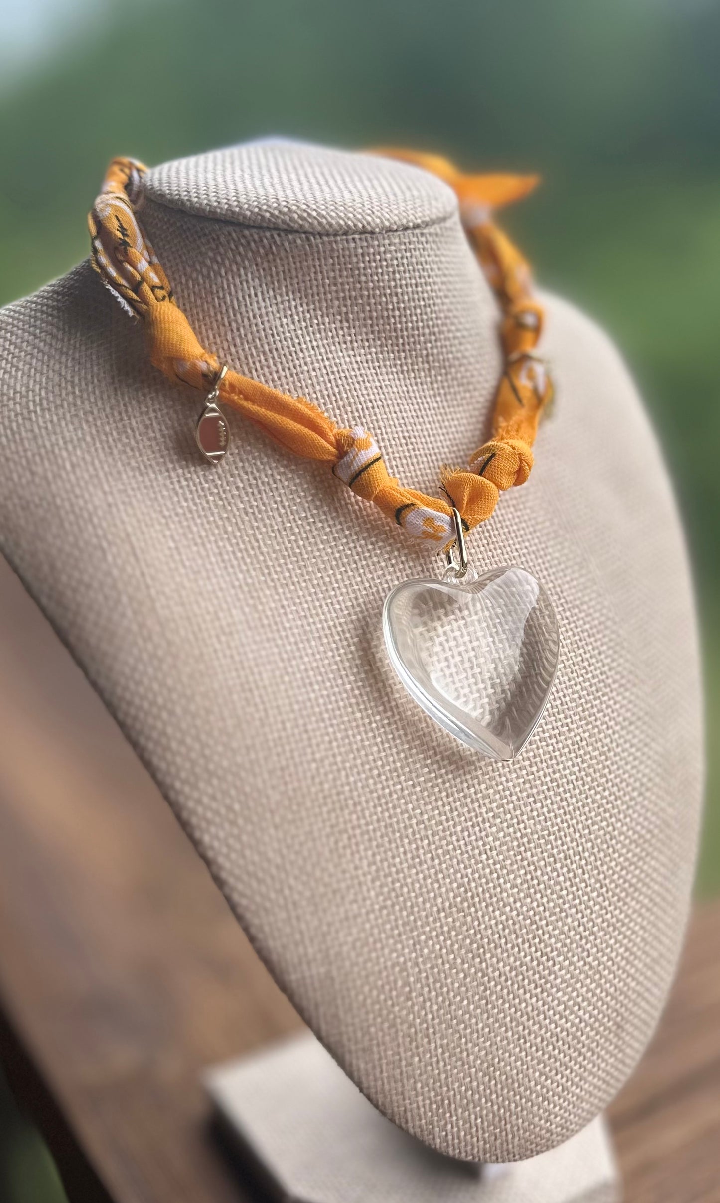 Nickel and Suede Bandana Necklace with Charms