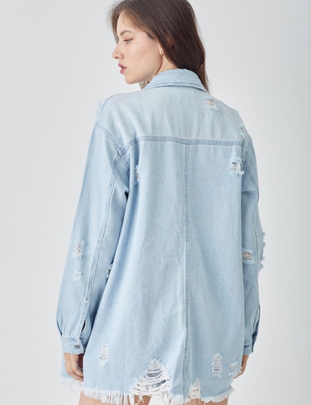 Distresses Denim Shirt