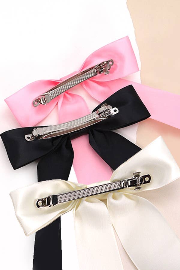 SILKY SATIN BOW LACE HAIR CLIPS