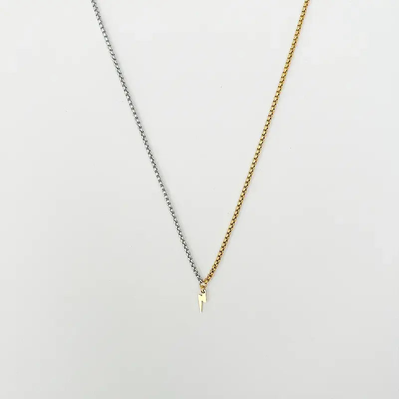 Lightning Bolt Pendant Necklace Chain Gold Plated
