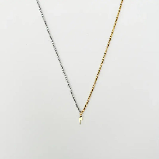 Lightning Bolt Pendant Necklace Chain Gold Plated