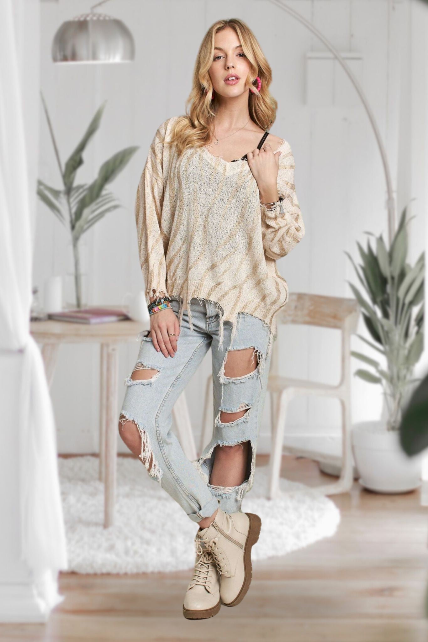 Metallic Stripe Sweater