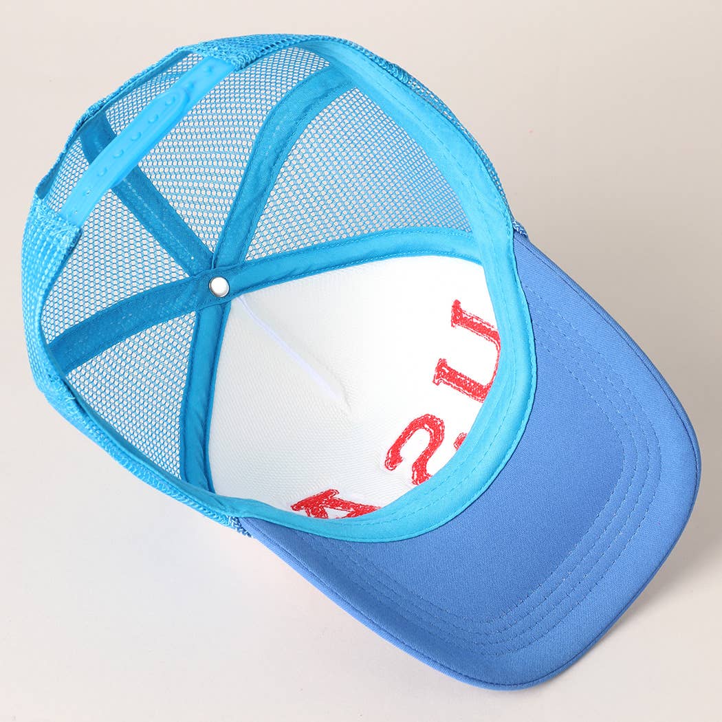 USA Chenille Patched Trucker Hat Panel with Lining