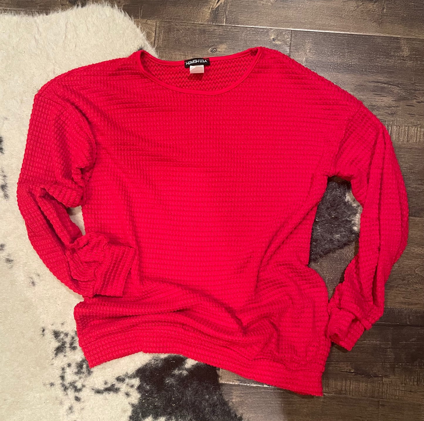 Puff Sleeve Waffle Top