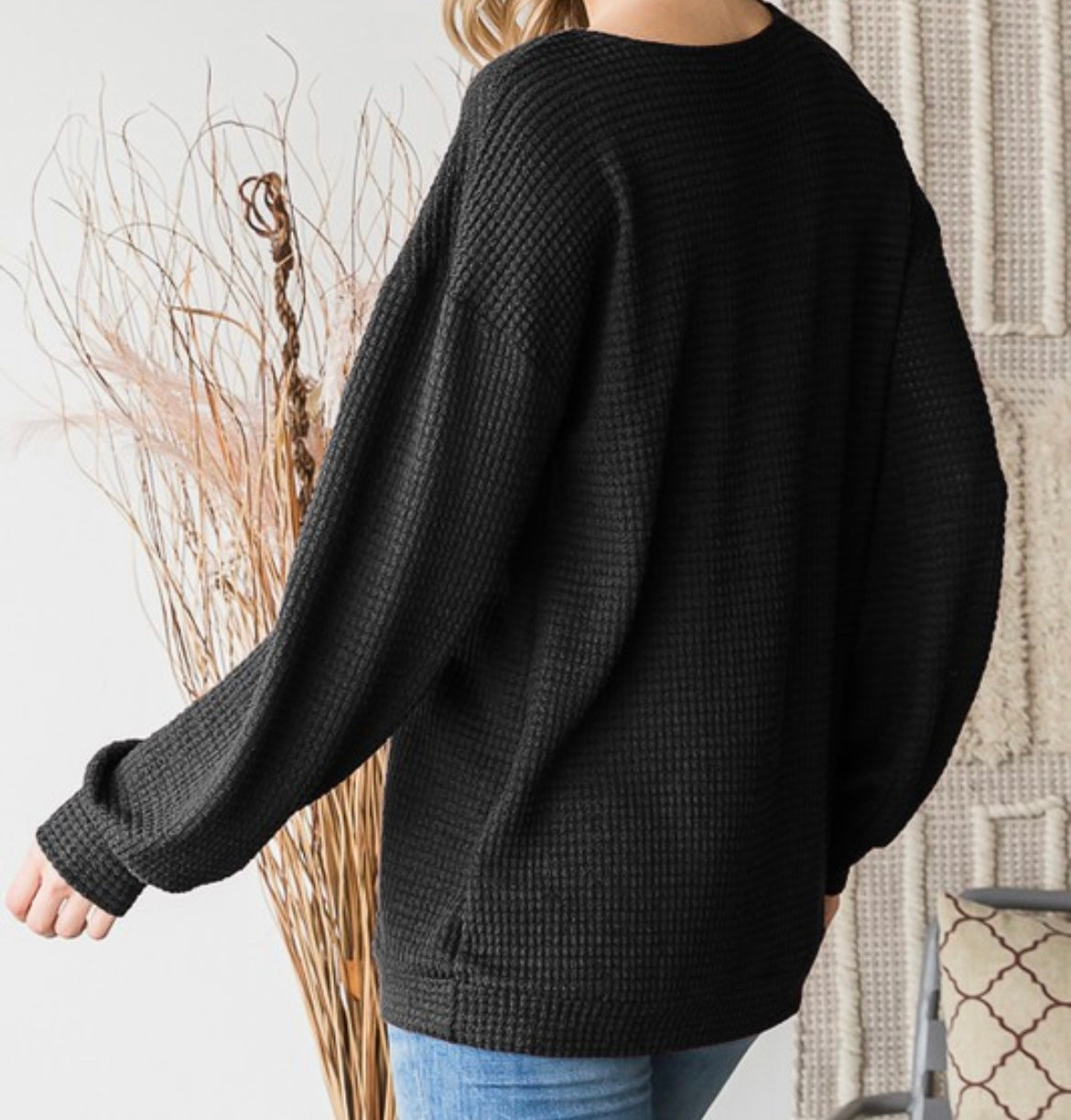 Puff Sleeve Waffle Top