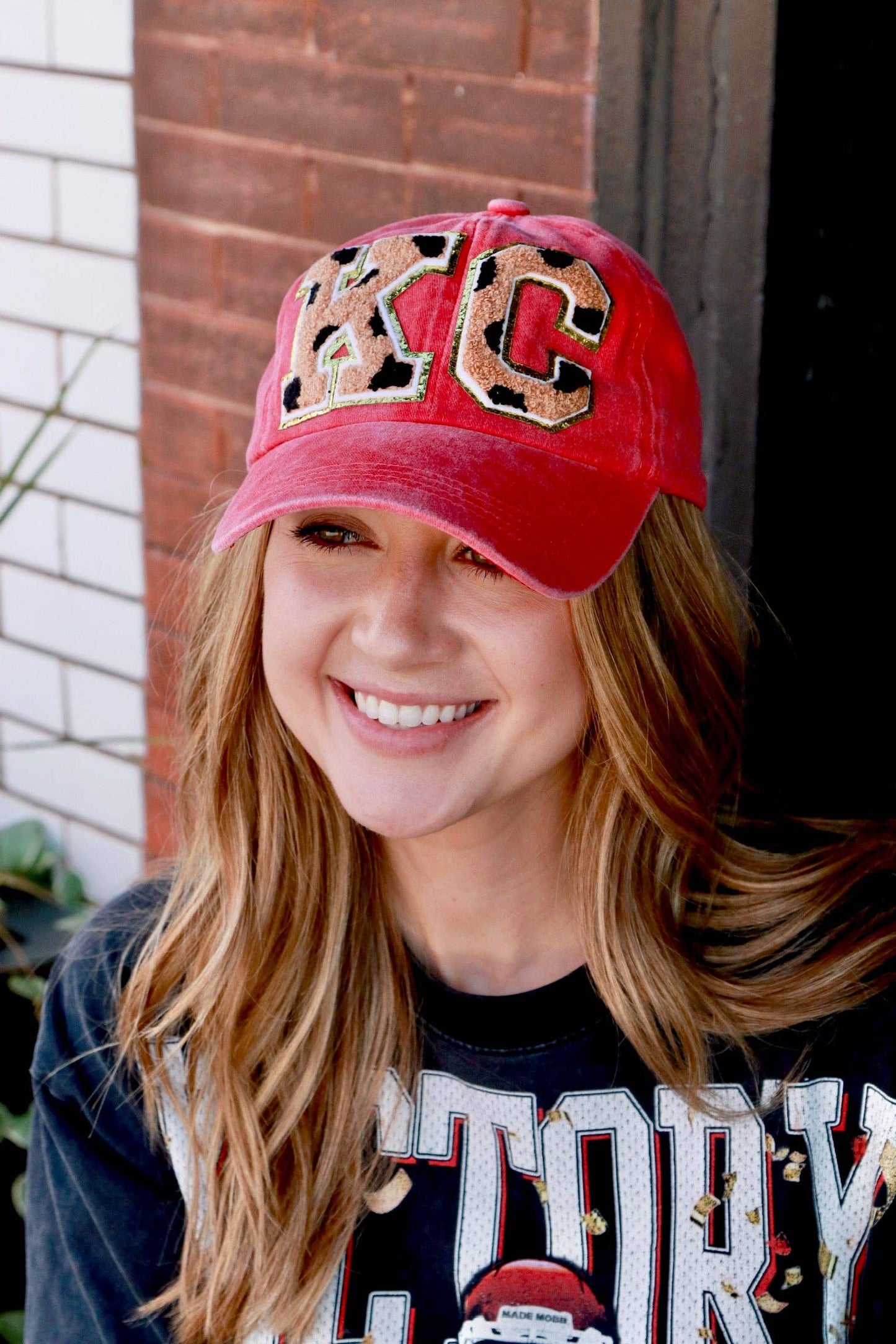 KC Baseball Cap - Red Leopard