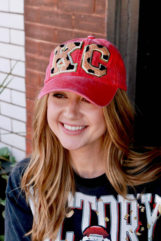 KC Baseball Cap - Red Leopard