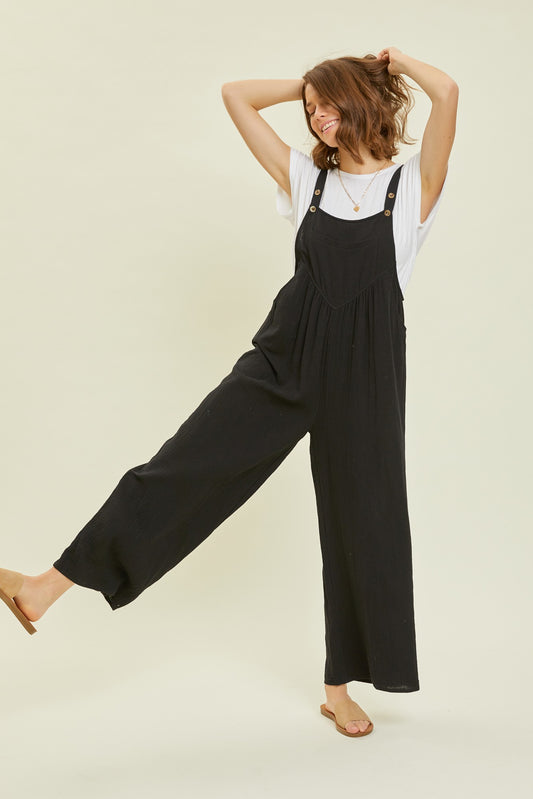 Wide Leg Overall Jumpsuit