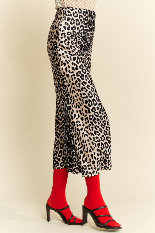 Leopard Satin Skirt
