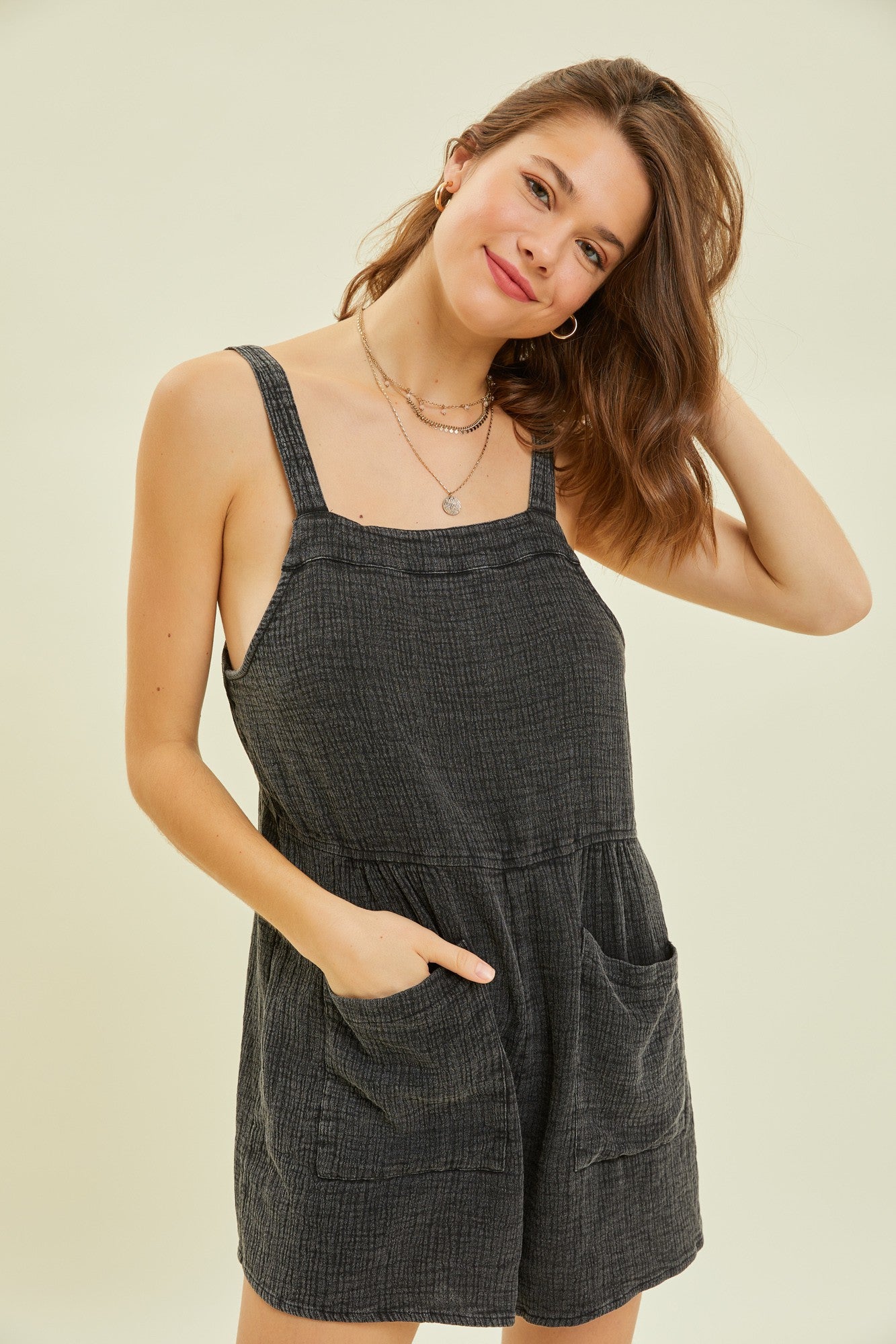 Gauze Overall Romper