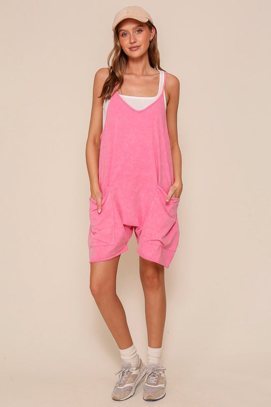 Mineral Wash Pink Relaxed Romper