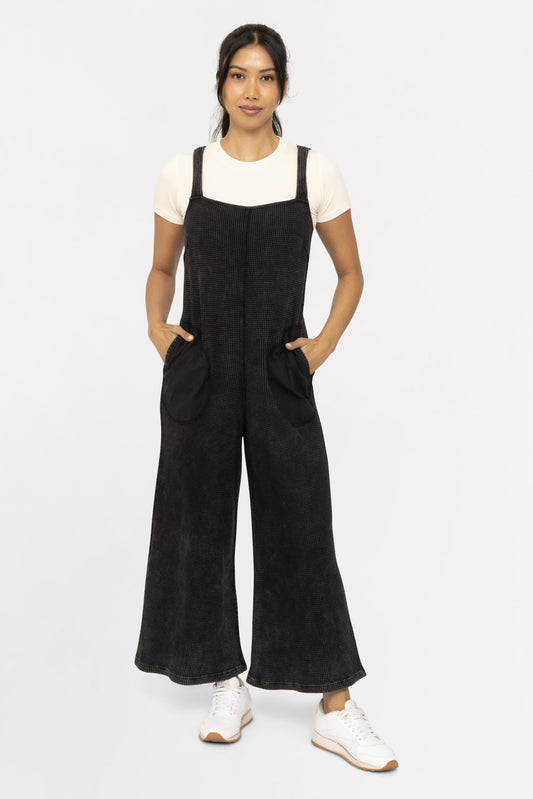 Ribbon Back Waffle Overalls