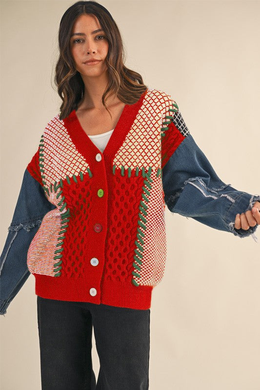 Merry Mixed Media Cardigan