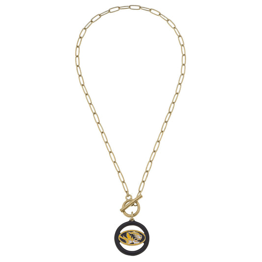 Missouri Tigers Enamel Logo T-Bar Necklace
